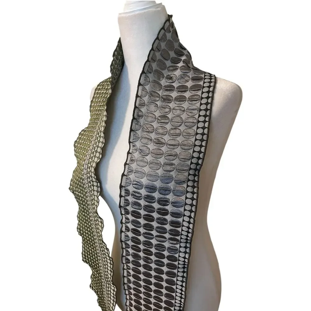 Margo Selby Etch Scarf Silk Monochromatic Art to Wear Black Gray